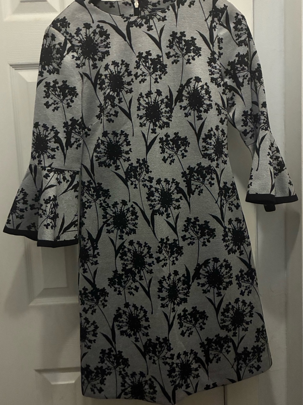 Tommy Hilfiger Gray Dress with Black Floral Print